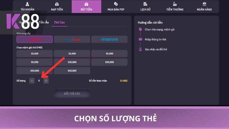 Chọn số lượng thẻ