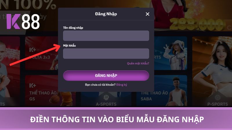 Điền thông tin vào biểu mẫu đăng nhập