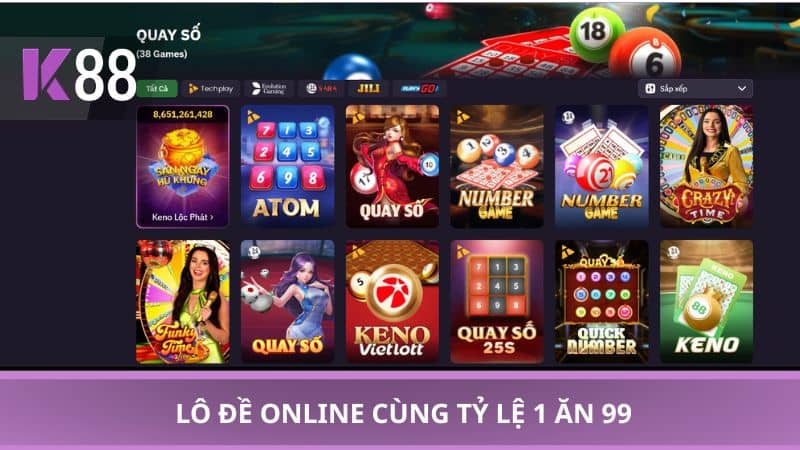 Lô đề online cùng tỷ lệ 1 ăn 99