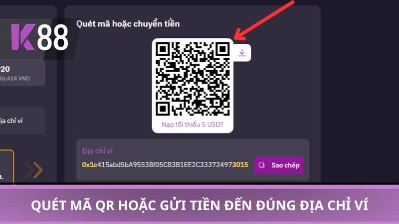 Quét mã qr hoặc gửi tiền đến đúng địa chỉ ví